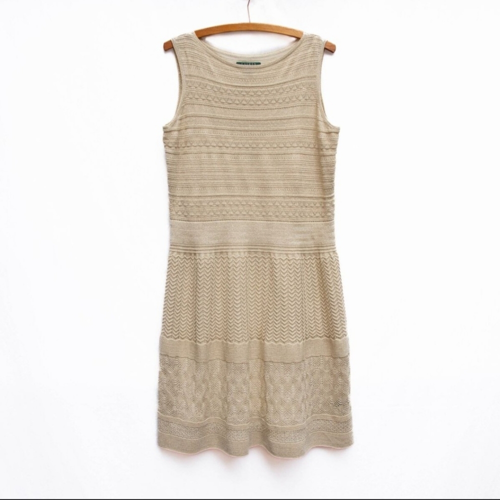 Lauren Ralph Lauren Beige Knit Sleeveless Dress